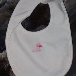 Janie and Jack Cat Print Reversible Bib in White/Pink Size OS New